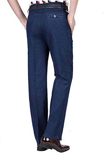 Andongnywell Business Casual Jeans Men's Wear com calça de jeans de cintura alta de estilo grosso calça