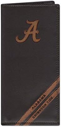 NCAA Alabama Maré Crimson Zep-Pro Pull-Up Leather Long Secretária Carteira em Releção, Brown
