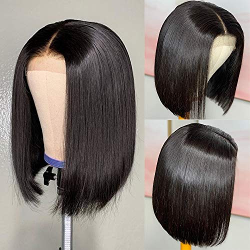 Wig Bob Short Straight 13x4 Frontal Human Hair Wigs para Mulheres Negras pré -arrancadas Transparente Lace