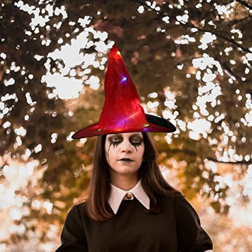 Kesyoo 3pcs Halloween liderou chapéus de bruxa iluminados Crianças adultas Chapéu brilhante Vestido para o festival