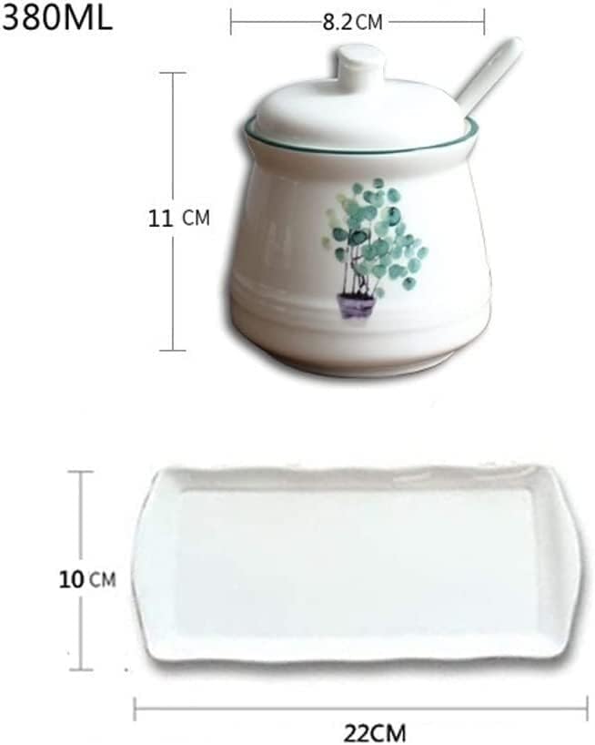 Jarro de tempero de Phonme, Organizador de tempero Caixa de tempero de recipiente de açúcar com tampa e colher de