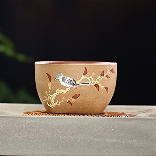 Dodouna Raw Ore Purple Clay Painted Painted Copo Mestre Criativo de Bird Flower Flower Tea Copo