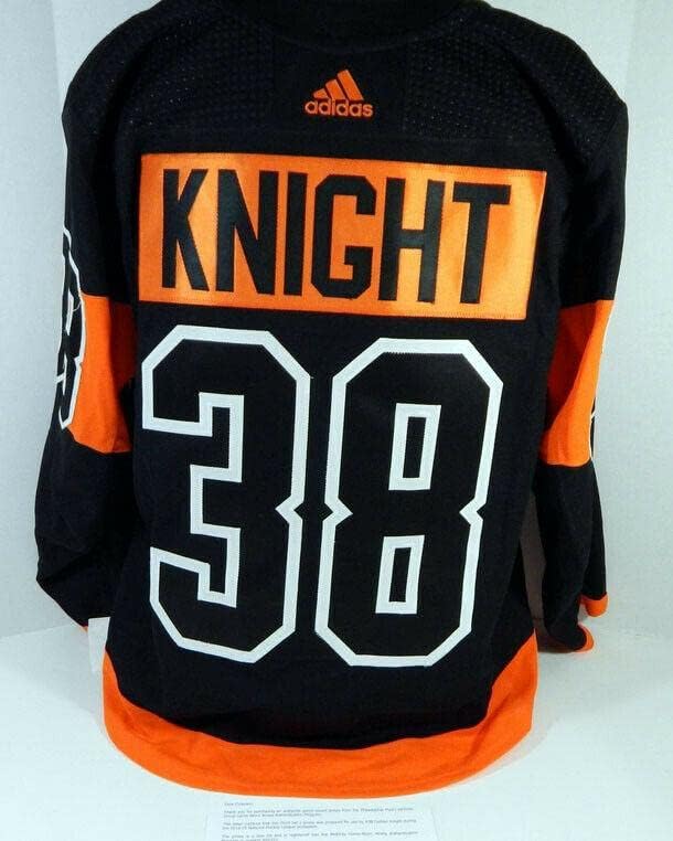 2018-19 Philidelphia Flyers Corban Knight #38 Jogo emitiu Black Jersey Stadium 2 - Jogo usado NHL Jerseys