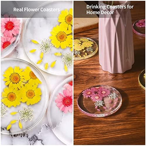 Coastas -russas de bebida Conjunto de flores Conjunto: montanhas -russas de resina com montanha -russa
