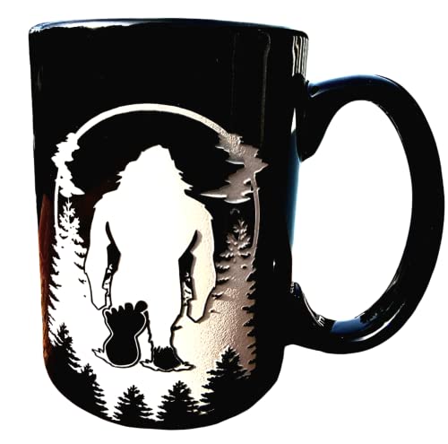 Caneca de café Sasquatch, caneca Bigfoot, xícara de chá Sasquatch, presente de Bigfoot, caneca preta