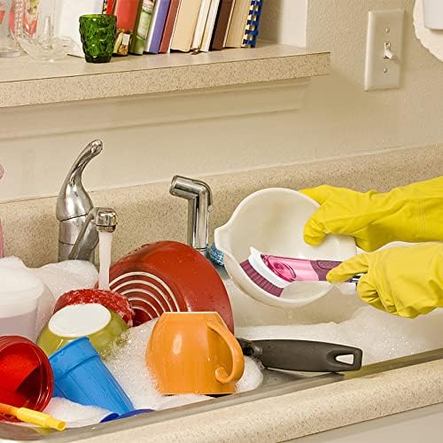 Sopa Dispensing Praço de escova de prato, lavador de pratos com 4 cabeças de escova substituível e maçaneta