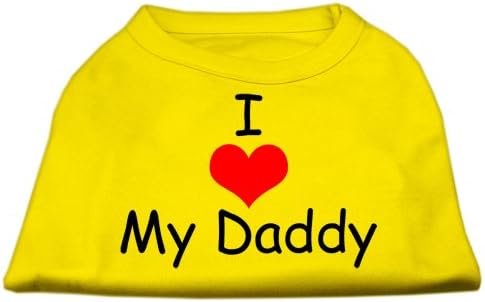 Eu amo meu pai scrprint cão camisa amarela xs
