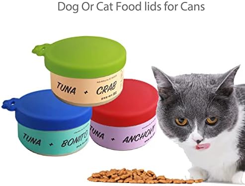 YOBBAI 3 Pacote de latas de alimentos de gato, alimentos seguros de BPA grátis e lava -louças seguros, silicone lata tampas para latas de comida de gato