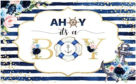 Allenjoy Ahoy é um garoto chá de bebê náutico para recém -nascidos bem -vindo ao bebê azul marinho de fotozona