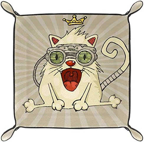 Gatos engraçados com organizador de armazenamento de desktop Crown Catchall bandeja de bandeja