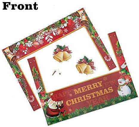 2 em 1 Christmas Photo Booth Props Frame Party Supplies - Decorações de festas de ano novo de Natal