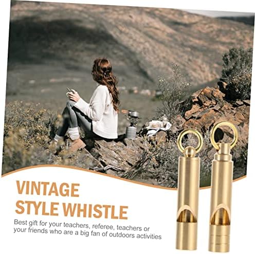 Besportble 2pcs Vintage Brass Whistle Acessórios Automotivos Esportes Apção de Metal Carchain de Whistle