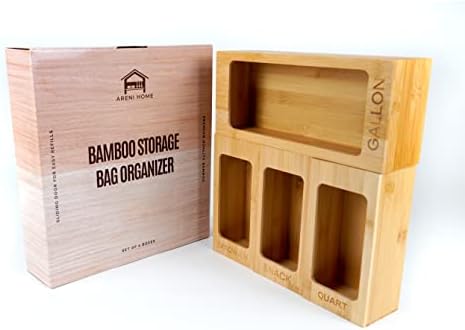 Organizador de bolsa de armazenamento em casa Areni - Bamboo Boxes Conjunto de 4 - Compatível com galão, quart,