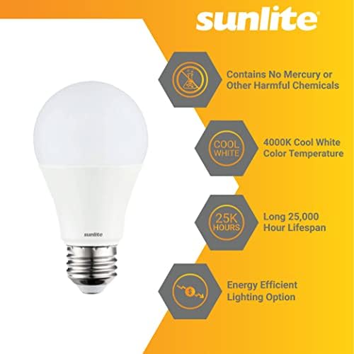 Sunlite 41758-Su LED A19 Lâmpada padrão 9 watts, 800 lúmens, base média, diminuição, UL listada, estrela energética,