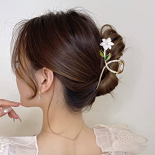 Clipe de garra de cabelos de metal grande para mulheres clipes de cabelo de forma de flor elegante clipes de cabelo
