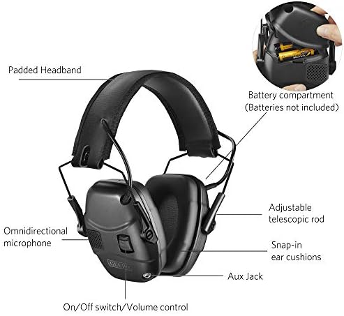 Tiro eletrônico de abastecimento de ouvido Proteção da orelha para redução de ruído na faixa de armas