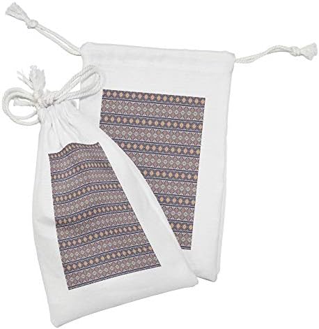 Conjunto de bolsas de tecido étnico de Ambesonne de 2, motivos geométricos listrados tribais no estilo asteca