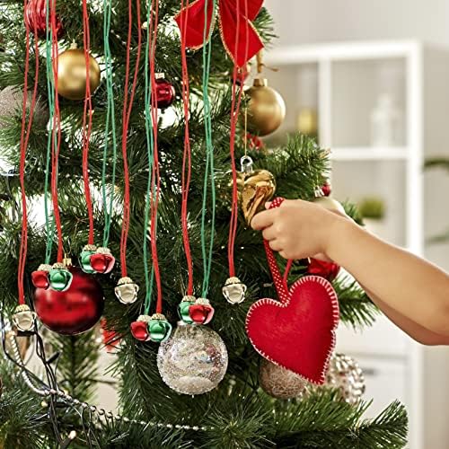 IPETBOOM 12pcs Colar de Natal de Natal Sinos de Natal com fita vermelha Xmas Bell Decor de Hanging Tree Ornamentos