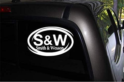 Smith e Wesson Oval Vinyl Gun Decalter Adesivo para a janela da van de caminhão de carro