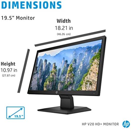 HP V20 HD+ Monitor | Monitor de computador diagonal HD+ de 19,5 polegadas com painel TN e configurações