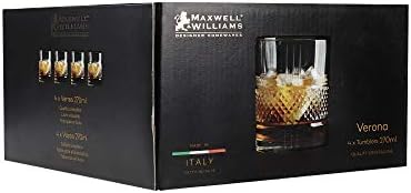 Maxwell & Williams Verona Whisky Glass Set em Box Box, Cut Crystaline Glass, 4 peças