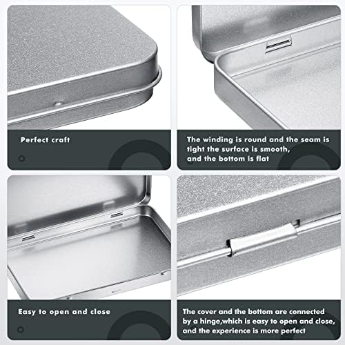 Metal retangular lata de metal de metal de tampa de tampa de metal de caixa vazia contêiner prata caixa de lata