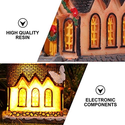 Toyandona 2 PCs Conjuntos de vila de Natal, LED LED Lighted Christmas Village Houses Resin Village Building