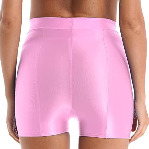 Tiaobug Womens brilhante calças quentes brilhantes esticar shorts atléticos de ioga shorts