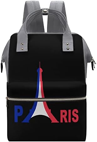 France Flag Eiffel Torre Backpack Backpack Backping Mommy Back Backpack de grande capacidade