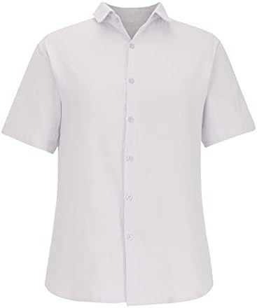 Camisas de linho para homens de verão Casual Casual Cor de manga curta Botões de colarinho Cardigan