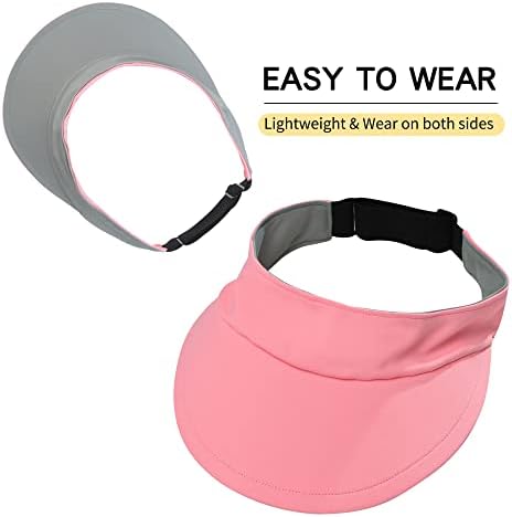 Saitag Sun Visors for Women - Brim flexível Viseira de chapéu de sol ajustável para tênis de corrida de golfe