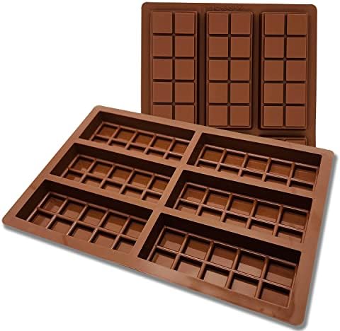 2 PCs Moldes derretidos de cera, moldes de chocolate retângulo, moldes de barra de chocolate de silicone