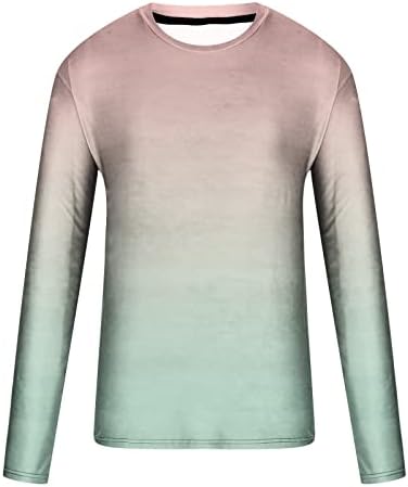 Camisas frias de manga longa masculinas, linha colorida 3D de impressão redonda de camiseta de