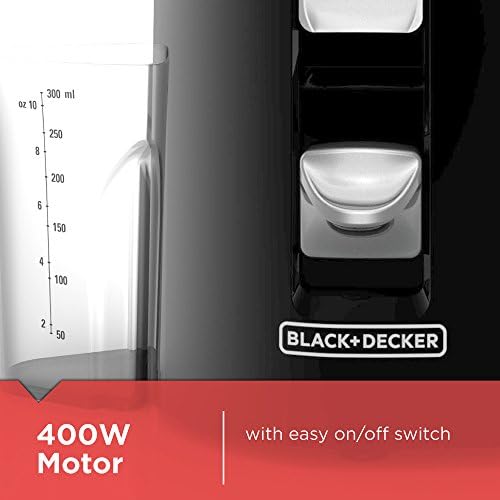 Black+Decker 400 watts Frutas e suco de vegetais extrator, preto, JE2200b, 12,2 x 6,6