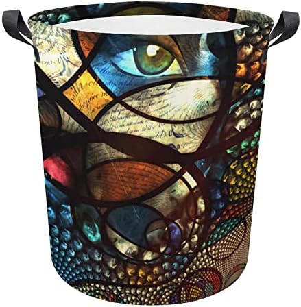Psicodelic Oriental étnico Motif Eyes grande cesta de lavanderia Lavagem de bolsa com alças para o dormitório