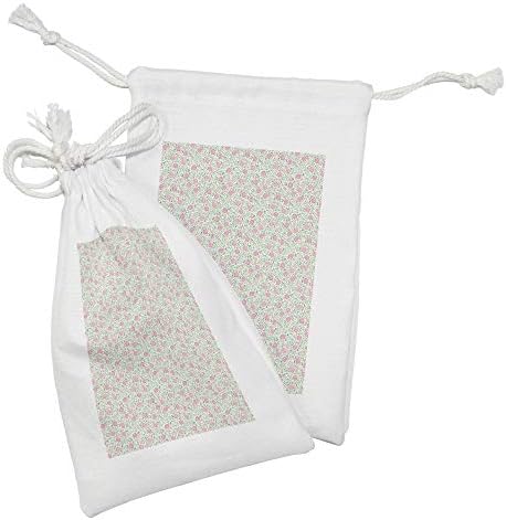 Conjunto de bolsas de tecido de jardim inglês de Ambsosonne, padrão de 2, padrão romântico com rosas e folhas, pequenas bolsas de cordão para máscaras e favores de produtos de higiene