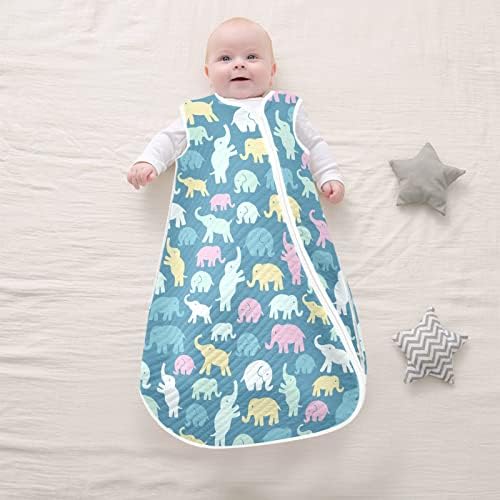 Vvfelixl neutro elefante colorido saco de dormir de bebê, cobertor de bebê vestível, saco de sono para crianças,