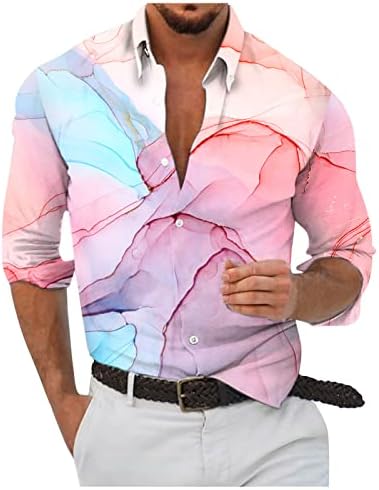 camisas de manga longa de ayaso para homens colorblock botão para baixo stand colar tops blusa plus size