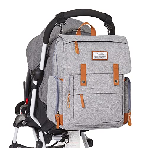Backpack da bolsa de fraldas Frank Mully Grande Multifuncional Viagem Bolsa de bebê para mamãe pai cinza