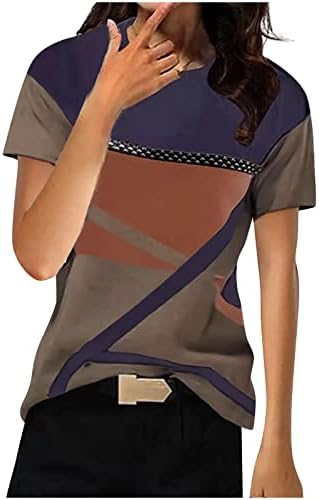 Tampas plus size para mulheres de verão de verão tshirts de manga curta tshirts casual fit fit colorblock tops blusa