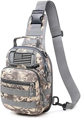 Limhoo Tactical Sling Back Backpack Saco de ombro com patch de bandeira dos EUA