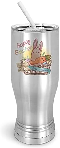 Pixidoodle Bunny Feliz copo de Páscoa Pilsner com lamas deslizantes resistentes a derramamentos e