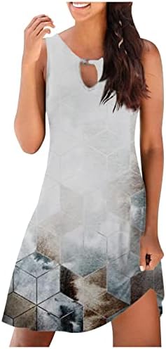 Vestido de verão feminino sem mangas Tie Dye Hollow Out Sundress Mini vestido casual casual para mulheres 2023