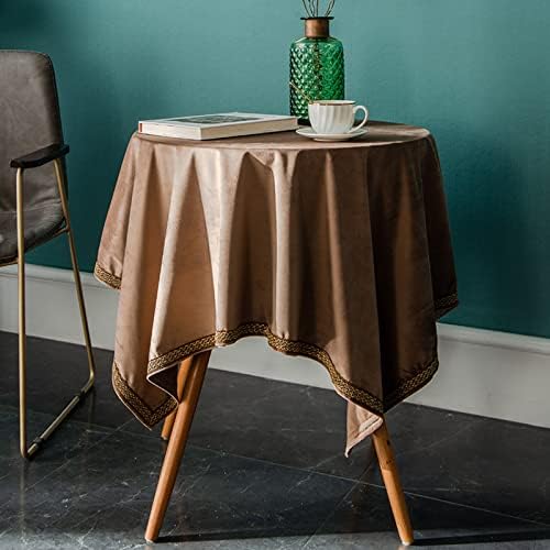 Tobleta quadrada de mesa para mesa redonda, toalha de mesa de veludo holandesa de cor sólida com design
