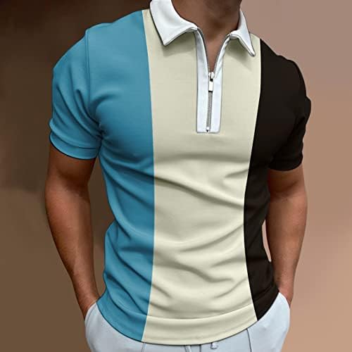 Wabtum Polo camisas para homens com bolso, algodão listrado de algodão listrado Tops de manga curta Slim Fit