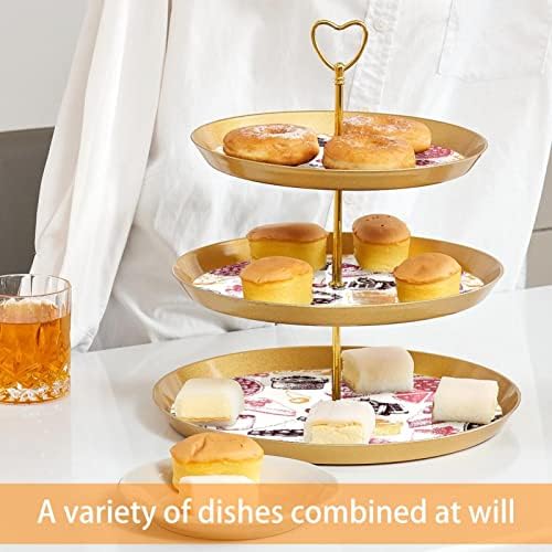Conjunto de bolo de 3 cupcakes de 3 camadas Stands reutilizáveis ​​de pastelaria para decorações de festas de