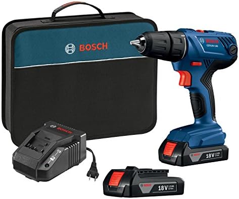 Bosch 18V Compact 1/2 Drill/Driver Kit com baterias de pacote de 1,5 AH Slim GSR18V-190B22 e