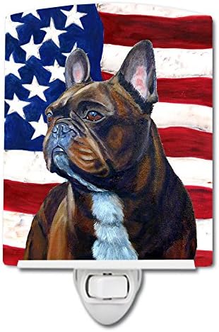 Tesouros de Caroline LH9010CNL USA AMERICAN BLAND com Bulldog French Bulldog Night Light, Compact, Ul certificado, ideal para quarto, banheiro, viveiro, corredor, cozinha, cozinha,