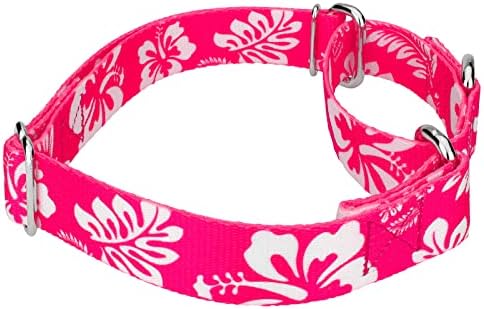Country Brook Petz - Pink Hawaiian Martingale Dog Collar - coleção havaiana com 6 designs tropicais