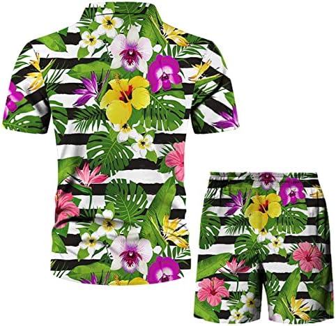 Camisa de 2 peças masculina conjuntos de camisa de verão casual Button top da blusa e shorts